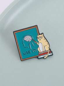1PC Funny Quote Use It Enamel Pin Cute Animal Cat And Brain Cat Lover Brooch Lapel Backpack Badge Fashion Jewelry Gift For Friends - Multicolor - View 10
