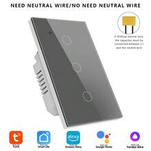 Whole Home Lighting Smart Switch - Control Wall Ceiling Pendant Lights Via Tuya App & Alexa - US Standard Touch Panel Requires Neutral Wire - Effortless For Bedroom Office Restaurant - Gold Grey - Grey - View 10