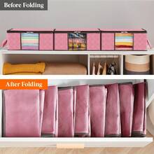 3pcs Foldable Clothes Storage Bags With Reinforced Handles And Transparent Windows - Sturdy Fabric Wardrobe Organizers, Multi-Compartment Underbed Storage Containers For Clothes, Bedding, Seasonal Decor, Under Bed Storage - Multicolor - View 7