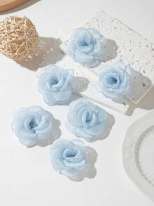 6pcs Cute Rose Hair Clips, Suitable For Everyday Use And Vacation Outfits - Blue - View 6