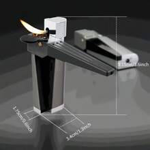 Foldable Lighter Multi-Purpose 2 In 1 Slant Jet Soft Flame Open Lighter Refillable Metal Torch Lighter With Accessories, Heavy-Duty Gift Box For Men Women Camping Kitchen (Without Gas) - Silver - View 11