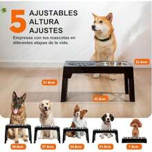 Cuencos Elevados para Perros ,Comedero Elevado de 5 Alturas Ajustable, Comedero Elevado para Mascotas con ón de Alimentación Lenta(default) - 2L - Ver 4