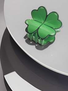 1个圣帕特里克节闪亮三叶草发夹，适合女性和女孩，绿色四叶草醋酸纤维发爪，小巧发夹，可爱圣帕特里克节女孩发饰，女士发爪夹，时尚发夹，女士发饰 - 綠色 - 查看 13