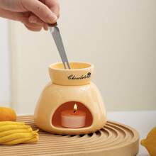 1pc Ceramic Standalone Chocolate Melting Pot, Suitable For Melting Cheese, Chocolate, Butter And Caramel. Ideal For Date Night, Birthday, Wedding And Christmas Celebrations. Also Great For Small Hot Pot, Baking And DIY Cooking Projects, Meets Various Cooking Needs. - Multicolor - View 3