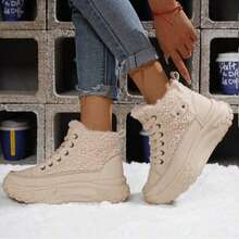 2025 Winter Fashion New For WomenSnow Boots, Plush Cute Plush Thick Bottom Lace-Up For Women Snow Boots,Ankle Boots.Women's Short Plush Lined Snow Boots - Anti-Slip & Perfect For Outdoor Winter Boots For Women - 卡其色 - 查看 3