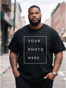 Plus Size Customized Photo Men's T-Shirt, Large Size For Men,Input Your Photo, Holiday Gift, Valentine's Day/Birthday/Anniversary Custom Text, Team Building Outfit, Music Festival Clothes, Gift For Him, Party Outfit,Suitable All Seasons,Customizable Shirt - màu đen - Xem 1