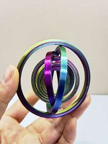 3D Printed Rotating Finger Spinner Toy - PLA Plastic, Multi-Color (Pink/Yellow/Green/Blue/Purple) - Sensory Fidget Toy For Adults And Ages 14+, Compact Desktop Accessory, Finger Spinner - Multicolor - View 4