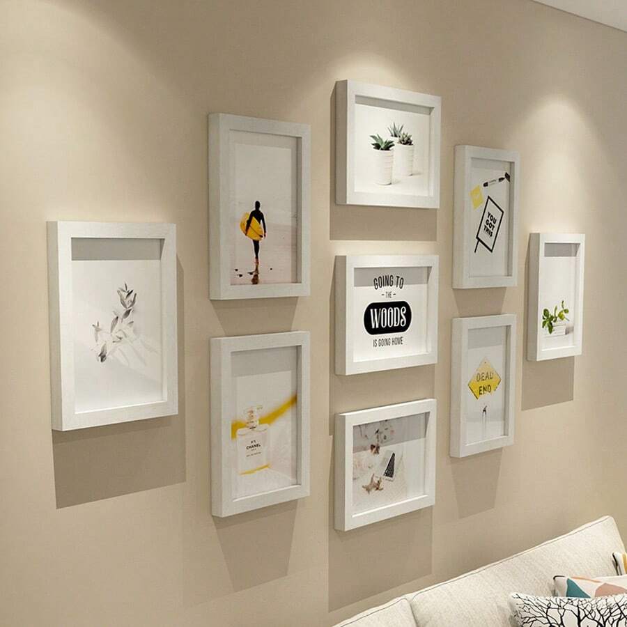 2025 New Multi-Frame Photo Wall, 5", 6", 7", 8", 10" Creative High-End 9-Grid Combination Photo Frame, Wall Hanging Photo Print