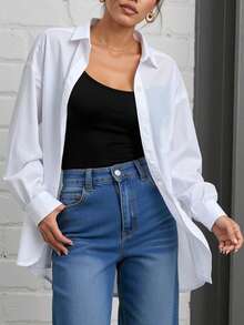 新款女士户外长袖衬衫，学院风户外运动风格，简约时尚长款设计，四向弹力面料，宽松版型，春秋季款