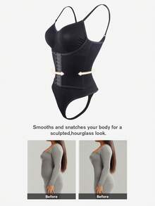 Women's Fashion Waist Shaping Slightly Adjustable Single-Breasted Bodysuit - Fully Envelops Fat To Create A Perfect Figure - Black - View 1
