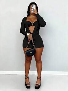 Bộ jumpsuit nữ AiTyi với cổ áo xếp ly, thiết kế ôm sát tôn dáng, thoải mái và thời trang cho sinh hoạt hàng ngày, dã ngoại, dạo phố, đi làm, mua sắm, dự tiệc, phong cách Y2K thanh lịch, phù hợp cho mùa xuân, kỳ nghỉ, ngày Quốc khánh, tựu trường, lễ tốt nghiệp, tháng Tự hào, lễ hội âm nhạc, lễ hội hóa trang, lễ Phục sinh, bộ jumpsuit dệt kim xếp ly thoải mái, gợi cảm mới nhất mùa xuân/hè 2026 màu đen - màu đen - Xem 8