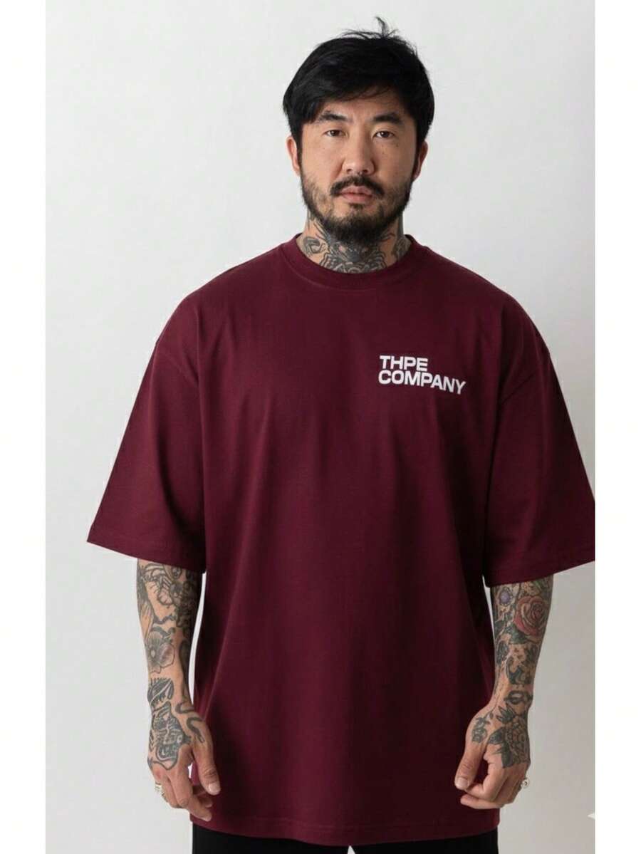Oversized Company T-Shirt - Burgundy - View 1