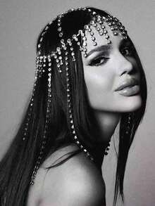 1件/套流苏发链，时尚奢华水钻发饰，女士舞台表演装饰，头饰，头部饰品，准新娘，女士发饰 - 彩色 - 查看 7