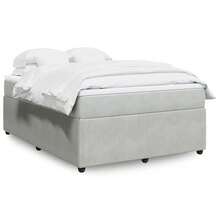 vidaXL Boxspringbett Mit Matratze Hellgrau 140x190 Cm Samt - Grau - Übersicht 1