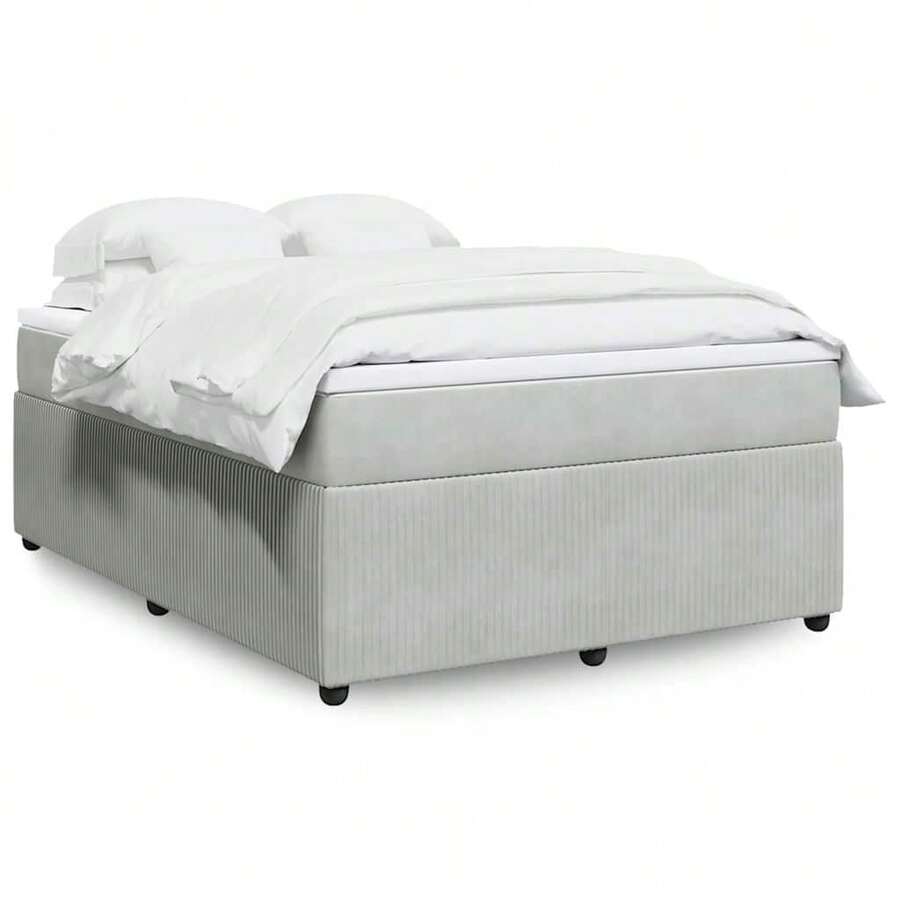 vidaXL Boxspringbett Mit Matratze Hellgrau 140x190 Cm Samt - Grau - Übersicht 1