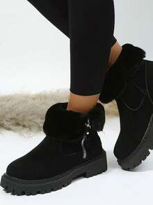 2026 Winter New Style Women's Snow Boots, Anti-Slip Winter Filled Women's Boots - Fashion Mid-Calf Knee-Length Boots - Thick-Topped Women's Ankle Boots, Women's Western Boots - Lightweight And Shock-Absorbing Outdoor Sports Boots - Large Size Women's Leather Boots With Embroidery, Elegant Thick-Topped Shoes - Elegant Women's Shoes - Warm And Insulating Snow Boots, Suitable For Outdoor And Home Winter Women's Boots - Flat Bottom Women's Boots, Perfect Christmas Decorations And Christmas Gifts.EdgyElongate Women's Boots - 黑色 - 查看 2