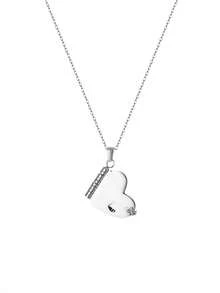 Customized Stainless Steel Couple Book Pendant Necklace, Customized Multi-Page Book Pendant Necklace, Engraved Heart Text Necklace, Women Sweater Chain - Love Books - Silver - View 8