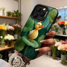 Cubierta de teléfono con diseño de pato bebé sobre hojas de loto verde funda para protector de pantalla con estampado de animales para mujeres accesorios de moda para teléfonos móviles estilo elegante y divertido ideal para uso diario y regalos Aplicable a los teléfonos de la serie Apple y Galaxy - Negro - Ver 6
