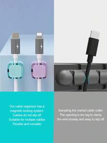 Tangle Free Magnetic Buckle [10pcs/8pcs/4pcs/2pcs] Magnetic Cable Clips Self Adhesive Cable Organizer, Suitable For Desk/Car/Office Made Of Rubber, Can Organize USB/Power Cords Cable Holder For Home, Bedside Table, Computer Gift For Women Birthday Celebration - Type B - View 4