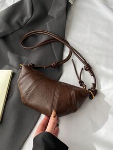 时尚百搭的饺子造型斜挎包，复古优雅简约设计，适合女性日常外出或通勤。 - 咖啡 - 查看 3
