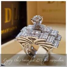 New Full Diamond Eight Hearts Eight Arrows Zirconia Set Ring Creative Banquet Wedding Engagement Ring Simple And Elegant, Suitable For Daily Wear Or Party Fashion Women's Ring Jewelry Accessories Exquisite Gift For Women - A Pair - View 4