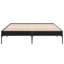 vidaXL Bettgestell Schwarz 140x200 Cm Aus Holzwerkstoff Und Metall - Black - View 4