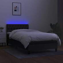 vidaXL Boxspringbett mit Matratze & LED Schwarz 90x200 cm Stoff - Schwarz - Übersicht 4