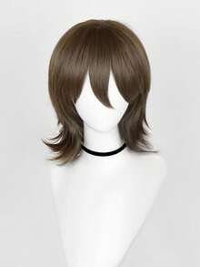 男女通用角色扮演短款反卷波波头，带刘海，蓬松波浪动漫风格，16英寸耐热合成纤维假发，角色扮演精灵短发，动漫发型 | 精灵短假发 - 彩色 - 查看 19