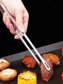 1pc Stainless Steel Food Tongs, Long Handle Non-Slip BBQ Tongs, Steak Tongs, Kitchen Cookware Accessory - Bạc - Xem 6