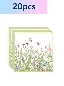 10件套春夏花卉主题派对餐具套装，包括纸盘、纸杯，适用于派对、野餐、生日派对、主题派对、野花主题餐盘。 - 彩色 - 查看 8