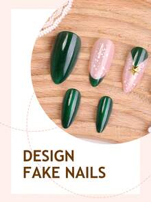 24片圣诞猫眼美甲贴纸，中号杏绿色圣诞树装饰，3D星形设计，简约风格，光滑表面，全覆盖，适合女性和女孩日常佩戴或圣诞派对美甲 - 綠色 - 查看 3