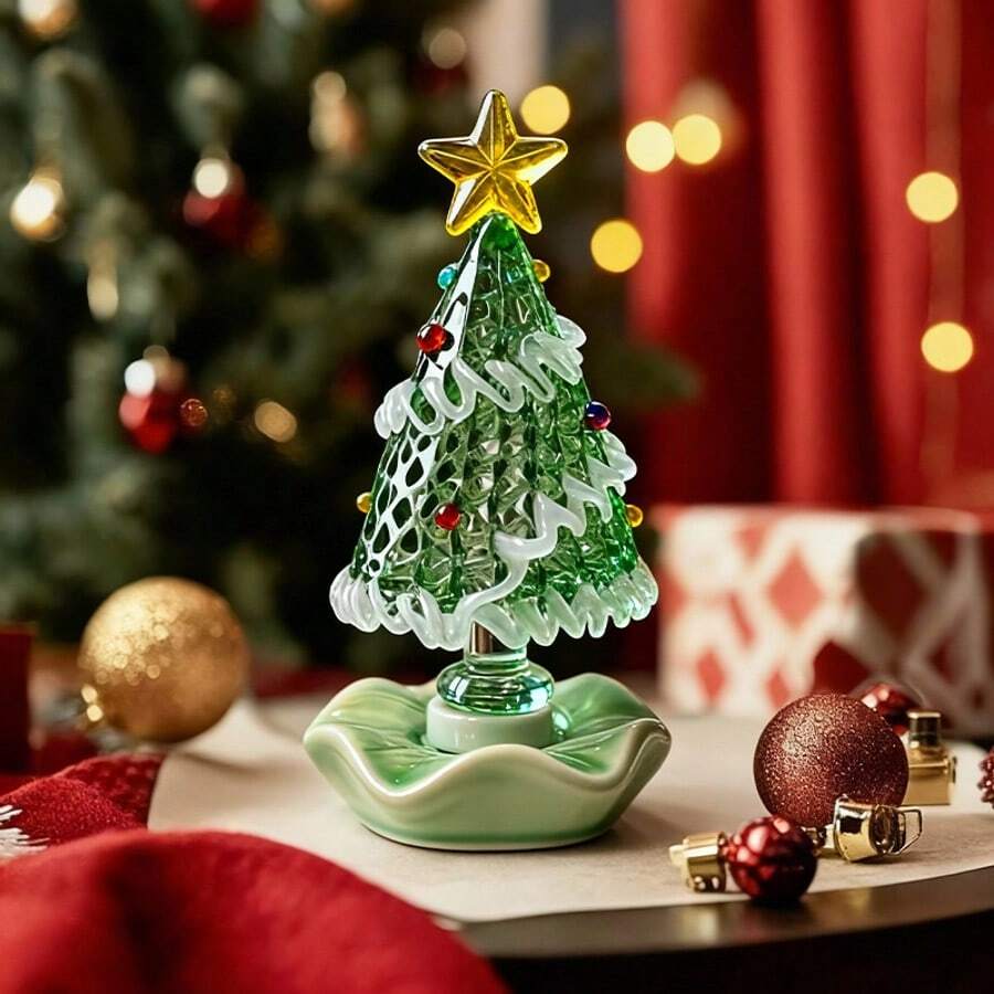Christmas Glass Creative Small Christmas Tree Ornaments, Ceramic Popular-Shaped Small Gourd Ornaments(Random Color)