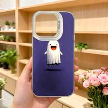 Cubierta de telefono con diseño de fantasma divertido color morado funda con estampado de fantasma sonriente para uso diario y regalo Aplicable a los teléfonos de la serie Apple y Galaxy - Negro - Ver 5