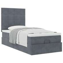 vidaXL Ottomane-Bett Mit Matratzen, Dunkelgrau, 90x190 Cm, Samt - Grey - View 5