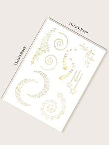 STARTTOOS Hình dán xăm, 1 tờ hình xăm tạm thời họa tiết ngôi sao dành cho phụ nữ, Hình dán xăm ngôi sao dành cho người lớn, Hình xăm giả trông giống thật, dành cho phụ nữ và trẻ em gái - Vàng - Xem 8