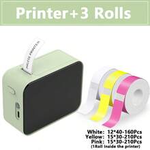 Marklife P15 迷你便携式热敏打印机，无线蓝牙口袋打印机，适用于家庭和办公室，可制作标签、贴纸和吊牌，带 USB 接口 - 綠 - 查看 12