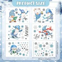 New Eersida 135 calcomanías de pared de gnomo de invierno nevado con copos de nieve de Navidad calcomanías temáticas plateadas y azules para recámara de niños decoración del hogar cocina regalo estilo nieve - Como se muestra en las imágenes - Ver 3