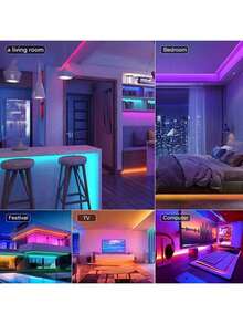 MOREBEAUTY Tira de Luces LED de 2 a 20 Metros, 5V USB, SMD3535 con Cambio de Colores RGB, Control Botones, Ideal para Luz Trasera TV, Decoración de Dormitorio, Sala, Cocina, Fiestas y Cumpleaños. Tira de LED de una pieza de 1 a 30 metros ABS, con luz de cambio de color para decoración de habitaciones y hogar. - Multicolor - Ver 6