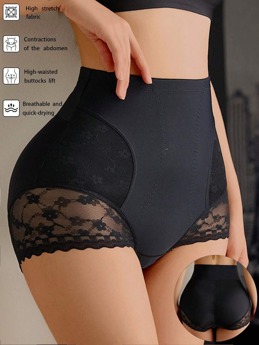Women's High Waist Lace Sexy Tummy Control Lift Butt Seamless Thin Waist Shaping Shorts