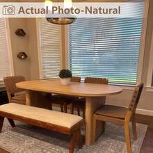 mteryoing 70.8 Inch Oval Dining Table For 6-8 People, Long Large Kitchen Table With Thick Sturdy Wooden Base, Farmhouse Dining Room Table For Kitchen, Living Room, Office - Grey - View 10