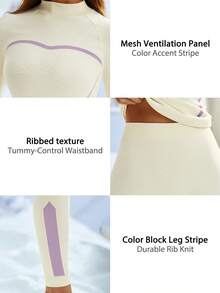 Leorrey Bộ đồ thể thao mùa đông dành cho nữ, mềm mại và thoải mái, có khả năng định hình, nâng đỡ, giữ ấm, thích hợp cho các hoạt động ngoài trời như đi bộ đường dài, trượt tuyết, tập thể dục, chạy bộ, gồm áo dài tay và quần dài, màu trắng. - trắng - Xem 5