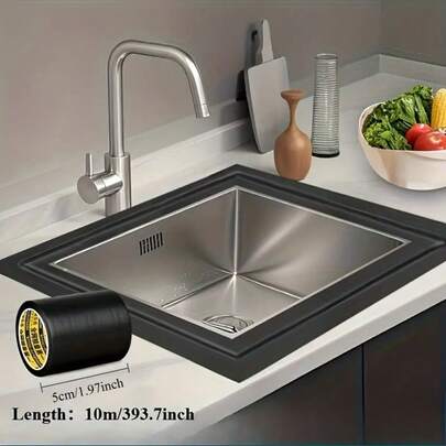 لفة واحدة بطول 1000 سم وعرض 50 مم، شريط مطبخ مقاوم للماء والتسرب والرياح، لإصلاح الجدران والنوافذ وعزل الصوت للمغاسل والمراحيض، متوفر باللون الأبيض والأسود والفضي، مثالي لعزل النوافذ في فصل الشتاء