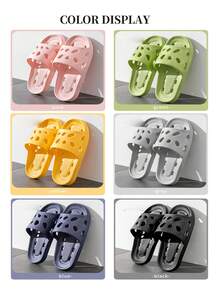 3 đôi dép đi trong nhà tắm unisex, màu trơn, thoáng khí, hở ngón, chất liệu EVA chống trượt thoải mái, thiết kế thoáng khí, không đọng nước bên trong. - Nhiều màu - Xem 4