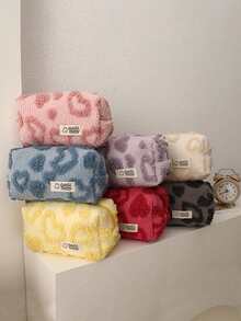 1PC Sweet Portable Heart-Shaped Storage Bag, Exquisite Desktop Decoration, For Storing Cosmetics And Study Supplies, Vintage Valentine's Day Gift - Multicolor - View 12