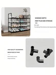 1 pieza Zapatero metálico negro de dos hileras con espacio mejorado, aprox. 40 pulgadas de ancho, apto para adultos y niños, minimalista, resistente al polvo, resistente, moderno, fácil de montar y desmontar, portátil, ideal para salón, dormitorio, recibidor, oficina, almacenamiento en casa, almacenamiento multicapa, regalo para fiestas y niños. - Multicolor - Ver 3