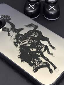 1件装时尚个性化牛仔骑手肖像图案黑色IMD防摔防指纹手机壳，兼容 16/16Pro/16Plus/15/15ProMax/15Pro/11/12/13/14ProMax/11Pro/11ProMax/12Pro/12ProMax/13Pro/13ProMax/14Pro/14ProMax，创意高端 - 彩色 - 查看 2