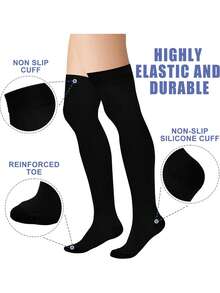 3 双男女款大腿高筒压缩袜，运动袜长袜，适合跑步、骑行、运动大腿高筒过膝袜 - 彩色 - 查看 6