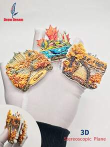 1个3D立体浮雕冰箱贴，蒙特利尔和魁北克城风景纪念品，旅行纪念礼品，创意家居装饰，磁性贴纸装饰，独特旅行收藏品，精致旅行纪念品，适合家居和办公室装饰