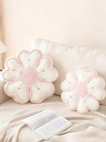 5-Petal Embroidered Flower Pillow Upgrade. This Soft And Comfortable Floral Cushion Adds A Warm And Romantic Touch To Your Living Room Sofa Or Bedroom Headboard. - White Powder Core - View 2