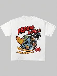 4-Pack 100% Cotton Graphic Tees For Men, Streetwear Style, Fashion  Prints, Casual Short Sleeve Shirts - 混合色 - 查看 5